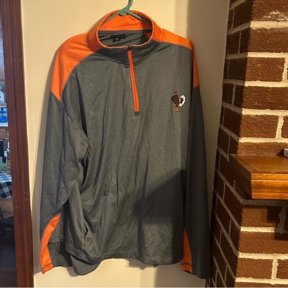 Virginia Tech Champion Gray and Orange Pullover quarter zip size xxl